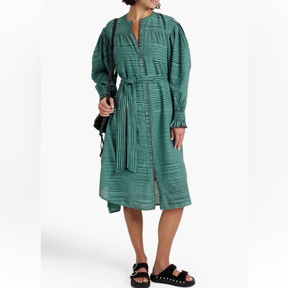 Ulla Johnson Fiora Striped Cotton Midi Dress, size 12-14
